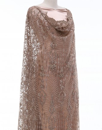 QALISH SEQUIN LACE IN BROWN