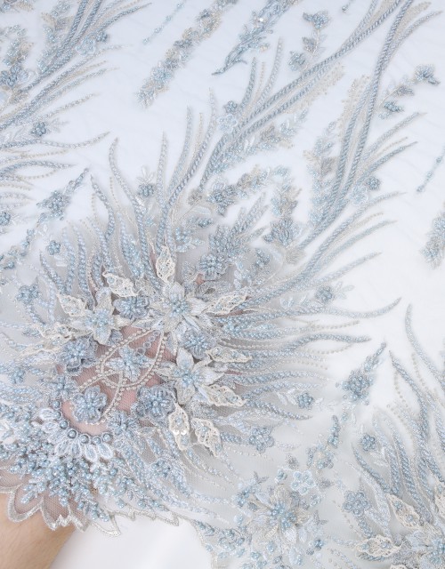 ALVINA PEARL BEADED LACE IN SKY BLUE