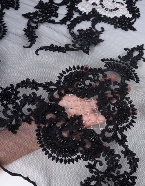 EMMA PEARL BEADED LACE IN BLACK