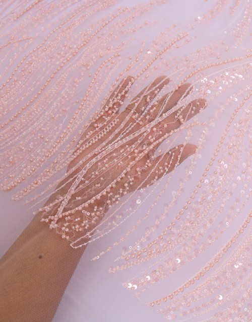 BLOSSOM PEARL BEADED LACE IN PINK