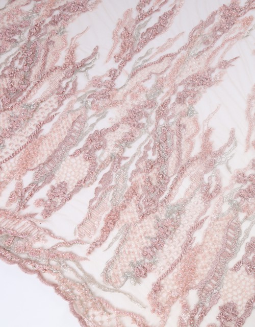 AUDREY BEADED LACE IN PEACH PINK