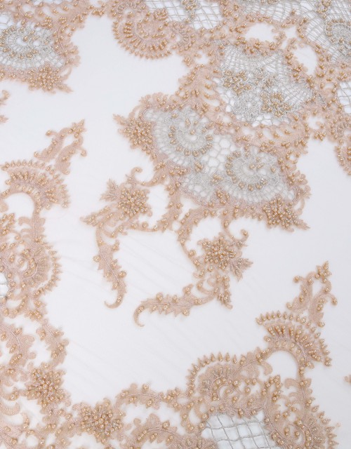 EMMA PEARL BEADED LACE IN LIGHT PEACH