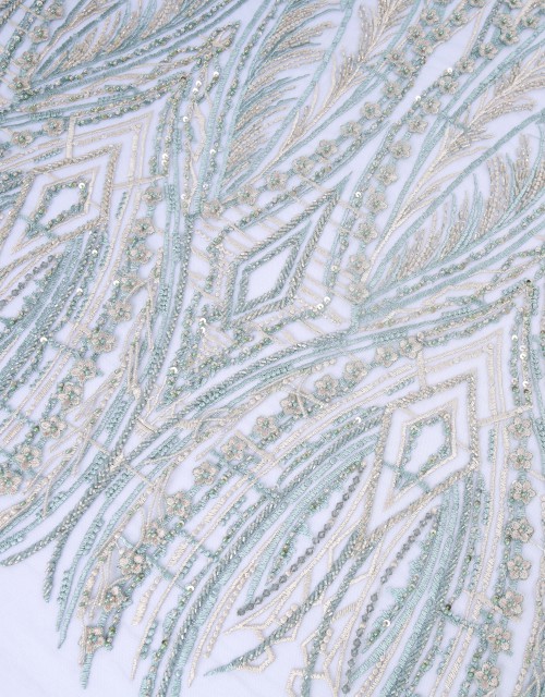 INES BEADED LACE IN DUSTY GREEN