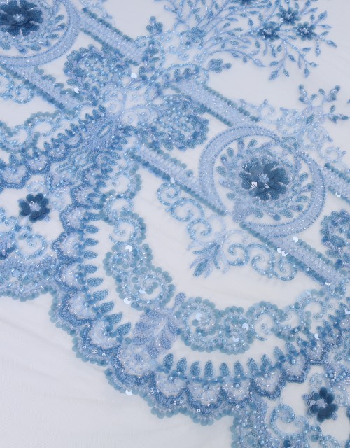 VIOLET PEARL BEADED LACE IN BLUE