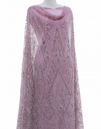 DIAMANT LUMIERE BEADED LACE IN DUSTY PINK