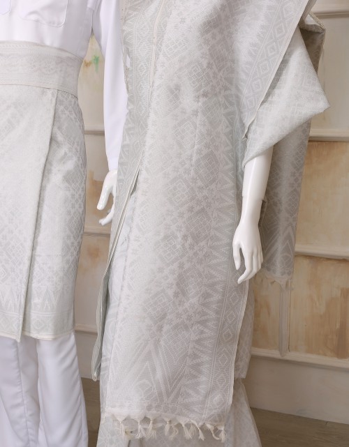 SONGKET SUIT 8 IN PURE WHITE