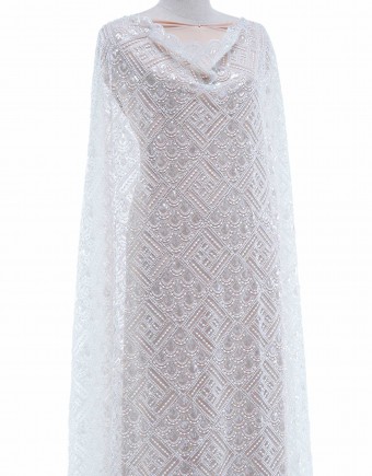 LUMIERE GEMME BEADED LACE IN WHITE