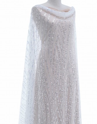 WHITE LUMIERE DROITE BEADED LACE